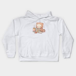 Cute Reading Companion - Kawaii Character Design for Book Lovers and Bibliophiles Kids Hoodie